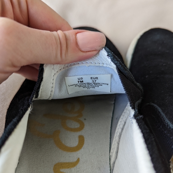 SAM EDELMAN Women's Black/White Suede Slip On Low Top Marvin Sneakers - Picture 5 of 6